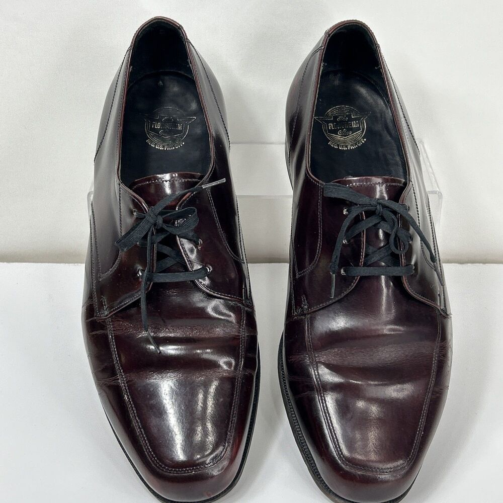Florsheim 81052 Men’s Oxford Sz 9.5 E Burgundy Leather Dress Shoes Lace Up